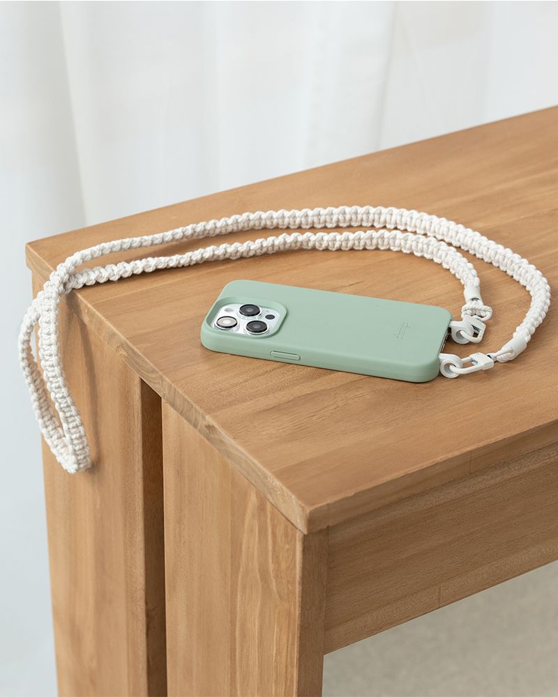 Handykette geflochten iPhone 16 Pro Jade & White