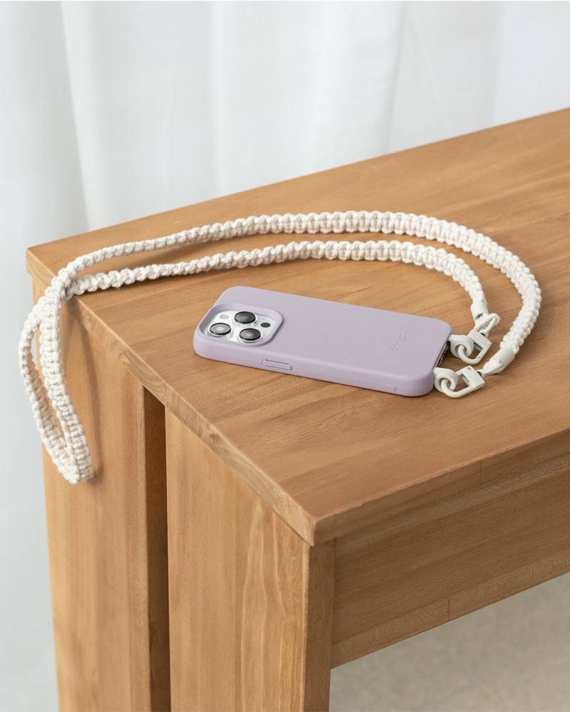 Handykette geflochten iPhone 13 Lila & White