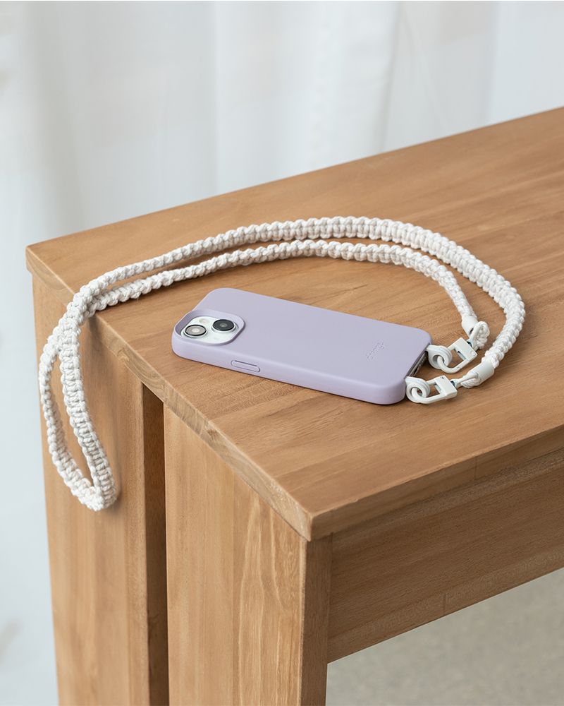 Handykette geflochten Lilac & White