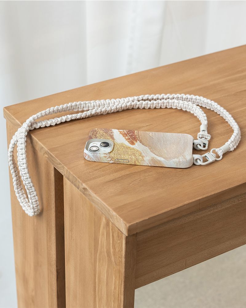 Handykette geflochten Desert Gold & White