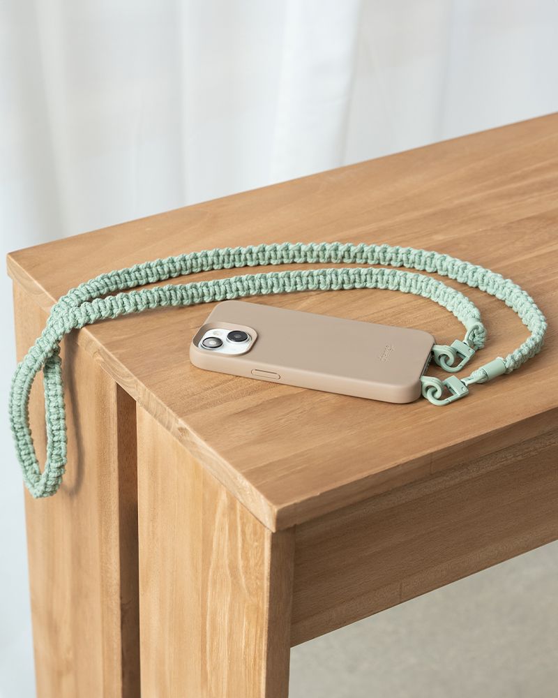 Handykette geflochten Taupe Brown & Green