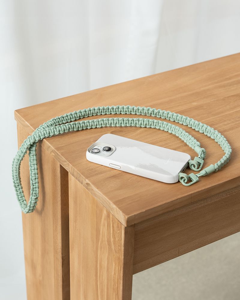 Handykette geflochten Dove White & Green