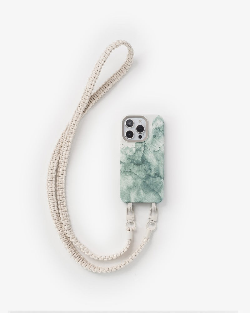 Handykette geflochten iPhone 16 Pro Aqua & White