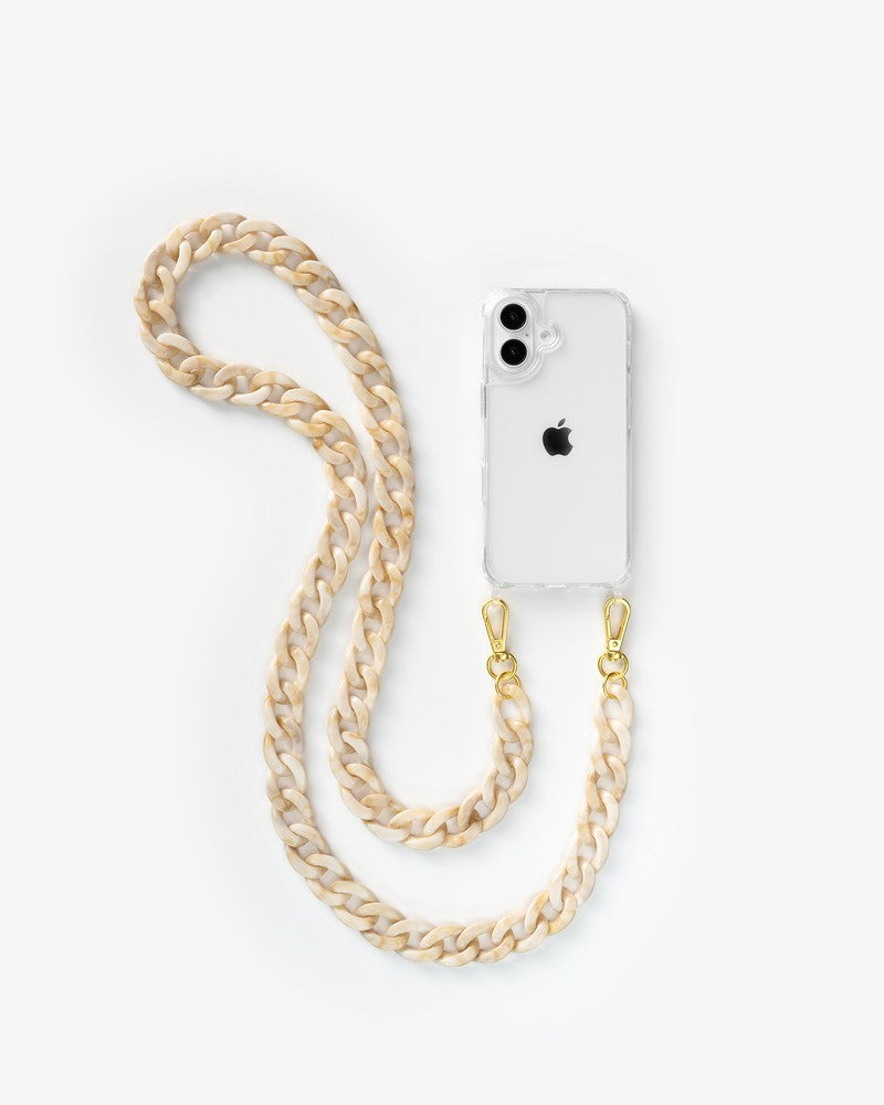 Handyhülle mit Kette iPhone 16 Clear/Beige