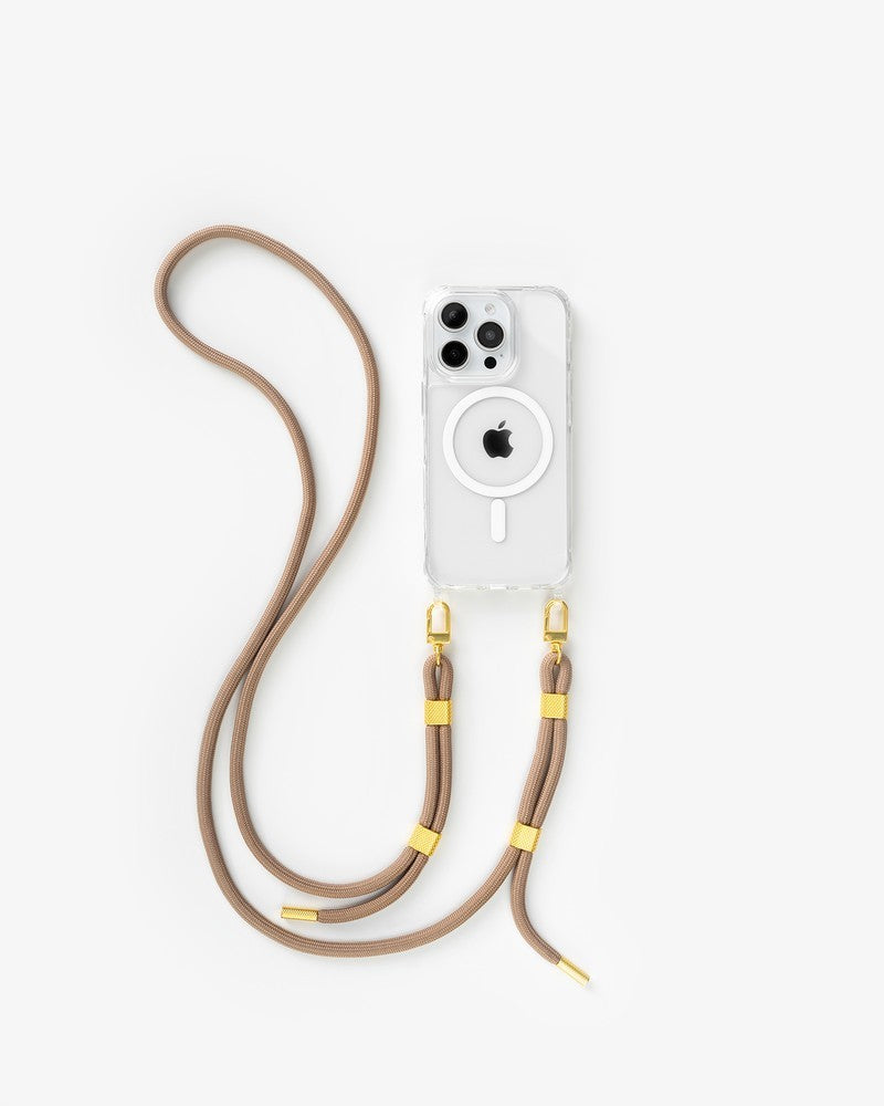 Handykette MagSafe iPhone 15 Pro Clear/Taupe