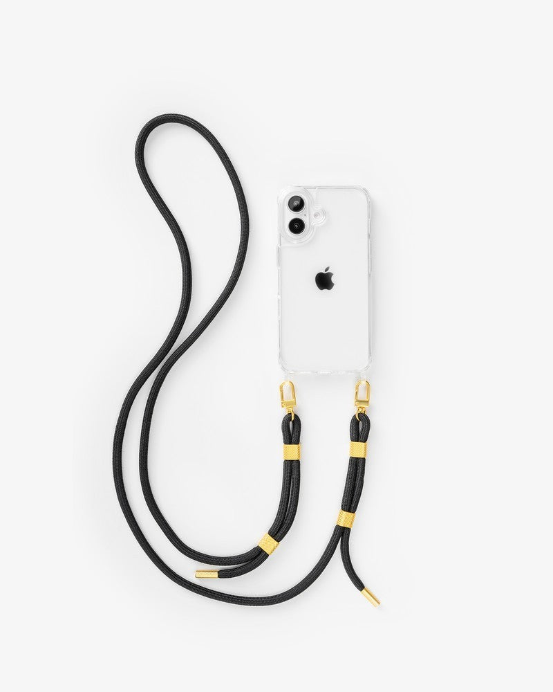 Coque avec cordon iPhone 16 clear/black