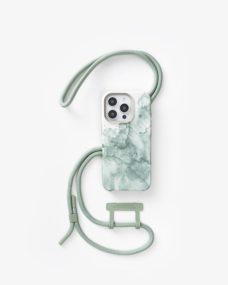 Coque avec cordon vert aqua