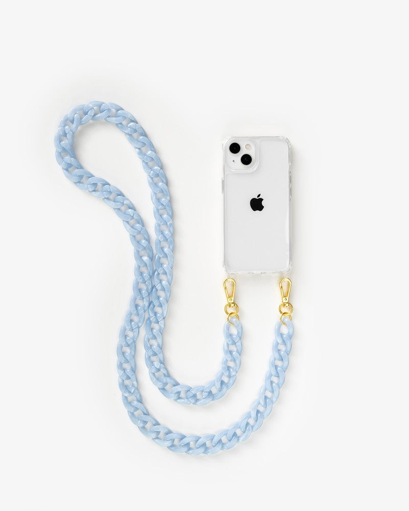 Handyhülle mit Kette iPhone 15 Clear/Blue