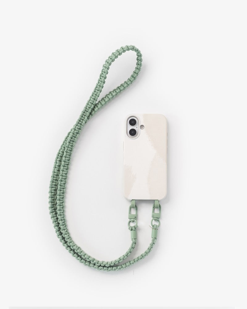 Handykette geflochten iPhone 16 White & Green