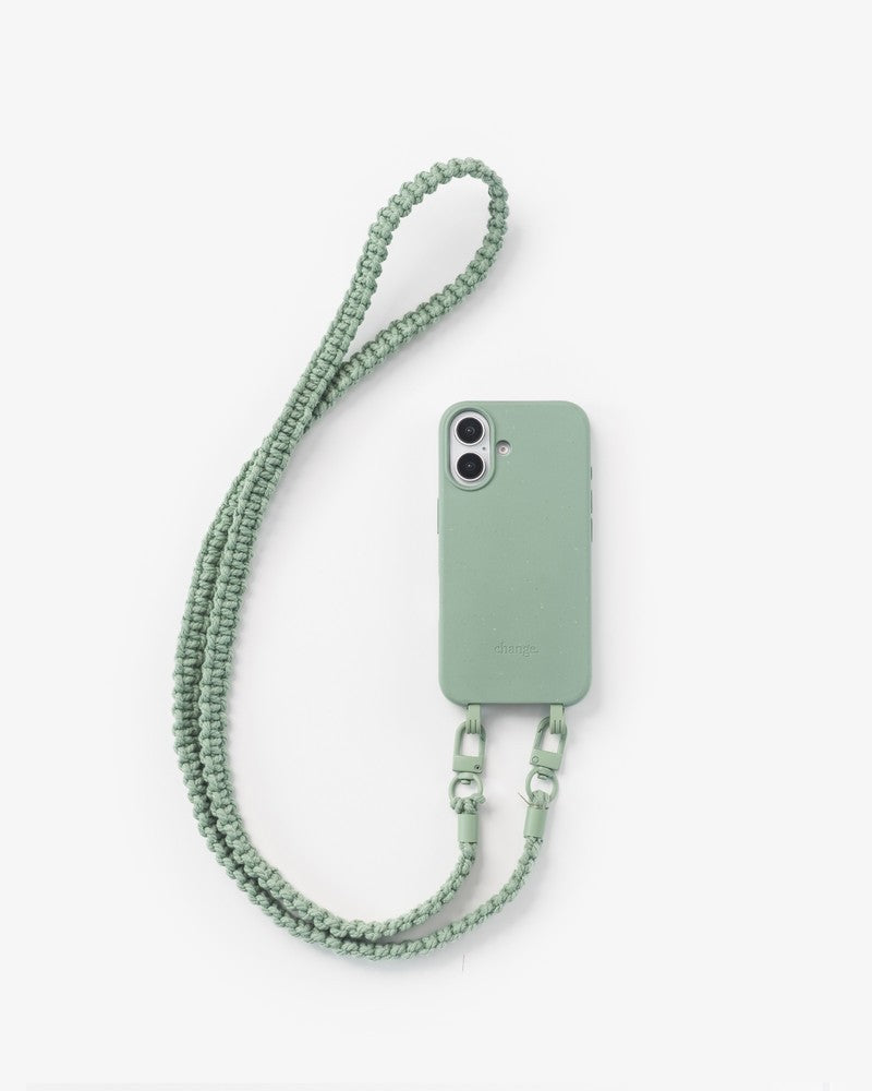 Coque avec cordon tressé iPhone 16 jade & Green