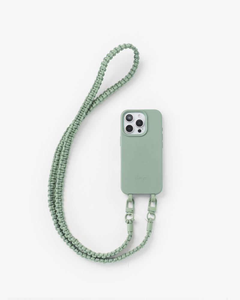 Coque avec cordon tressé iPhone 16 Pro jade
