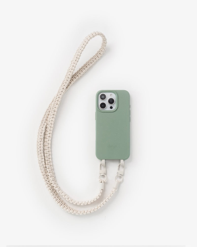 Handykette geflochten iPhone 16 Pro Jade & White