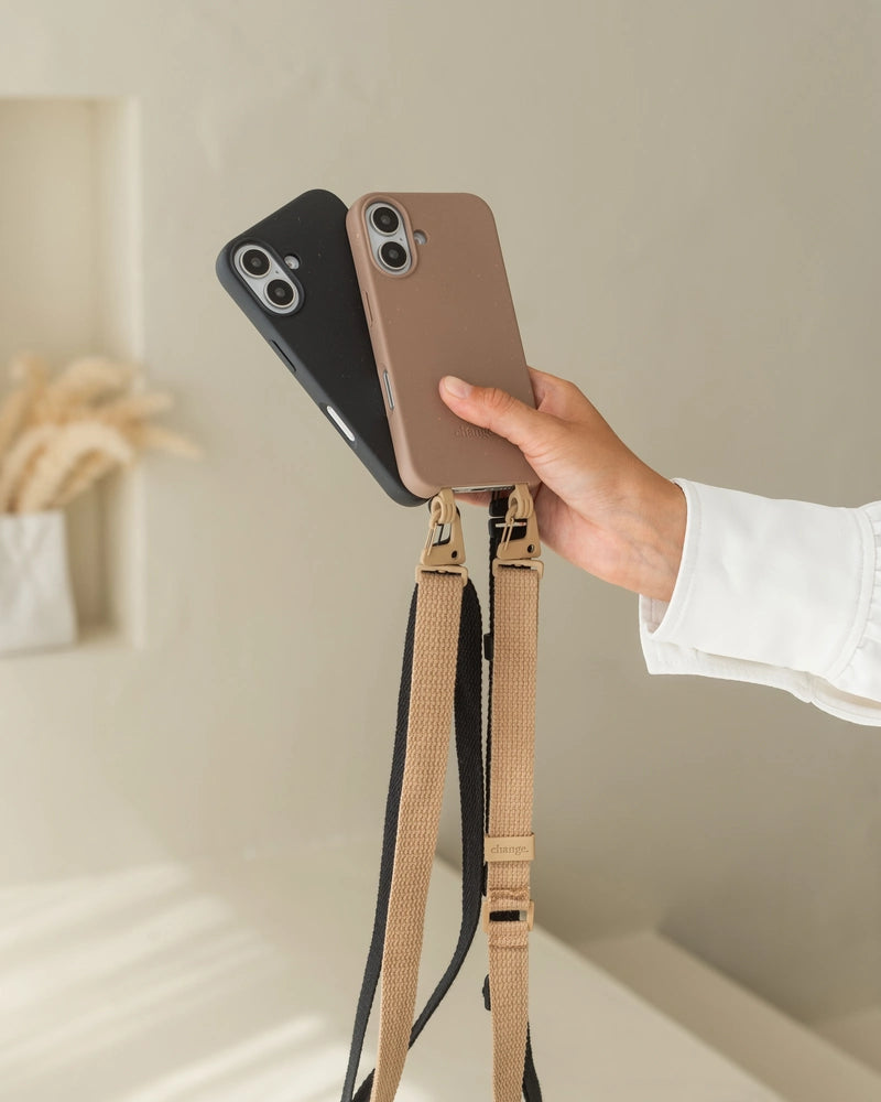 Bundle mit Gurt iPhone 16 Taupe