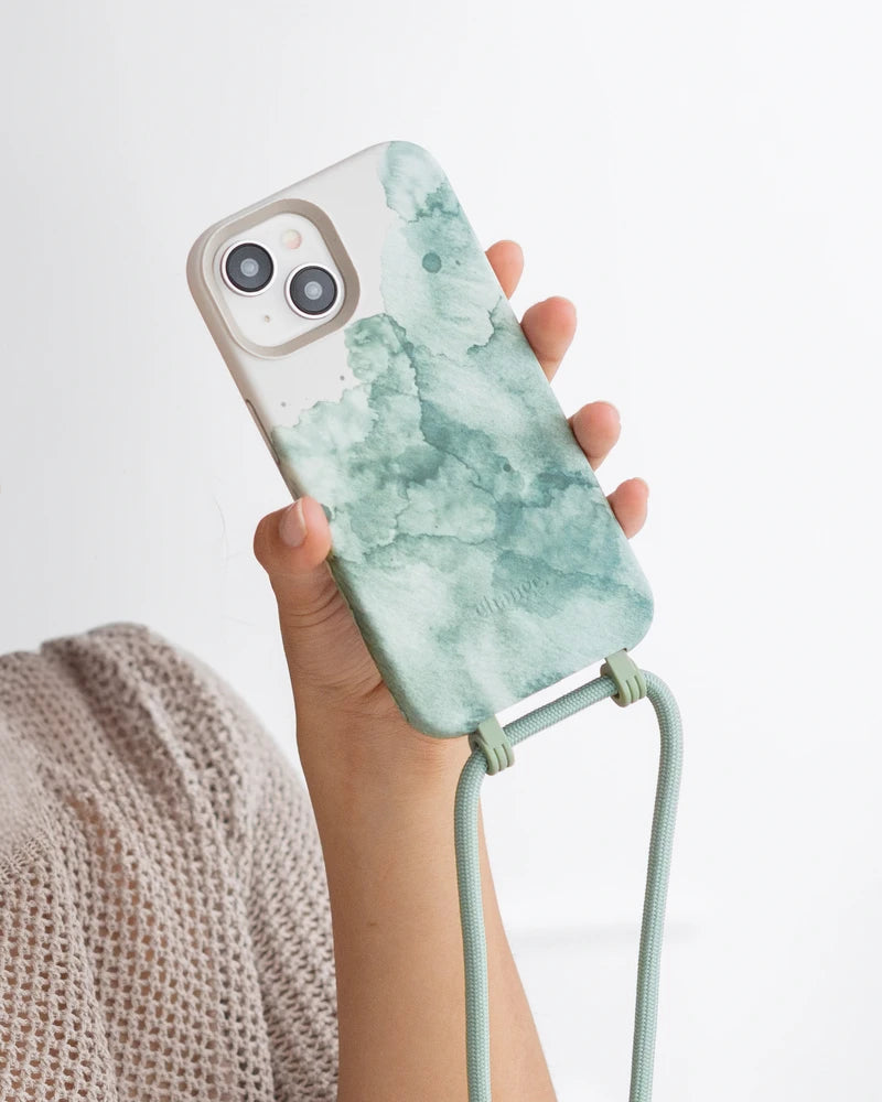 Coque avec cordon vert aqua