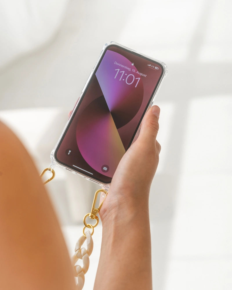 MagSafe Hülle mit Kette iPhone 17 Pro Max Clear/Beige