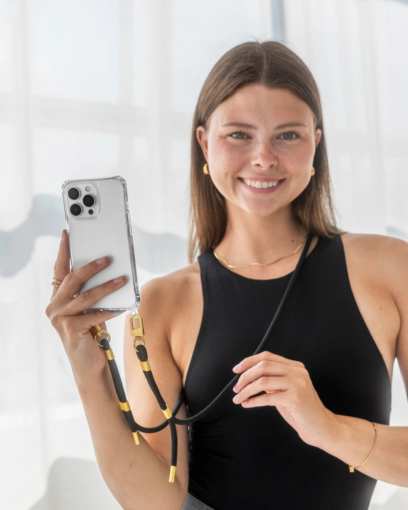 Coque avec cordon iPhone 16 Pro Clear/black