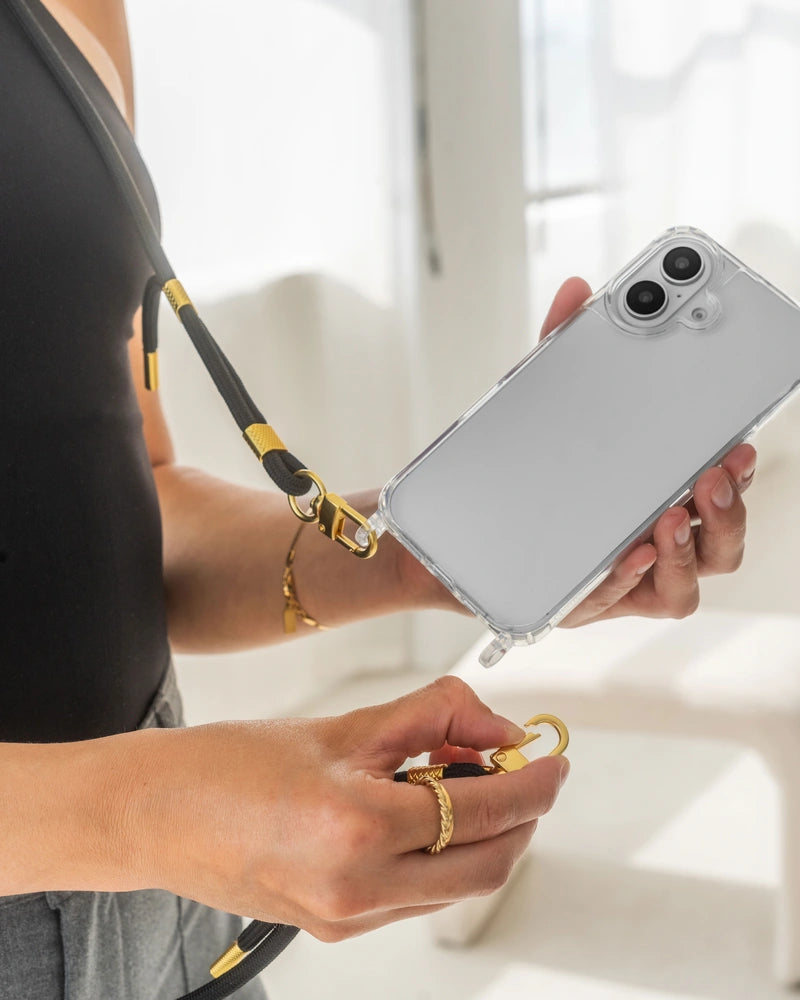 Coque avec cordon iPhone 16 Pro Clear/black