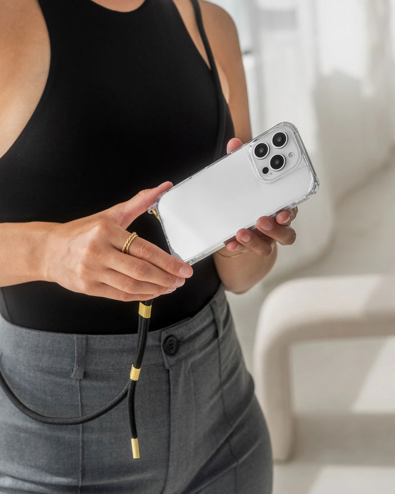 Coque avec cordon iPhone 16 Pro Clear/black