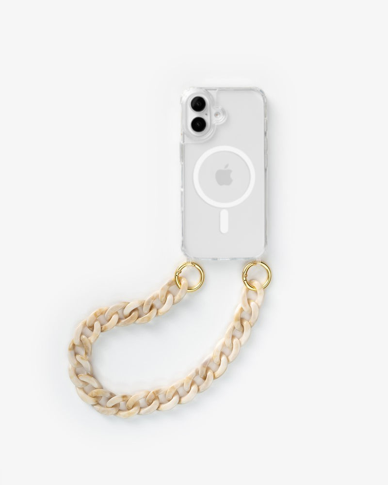 Crossbody Case with short Chain Clear/beige