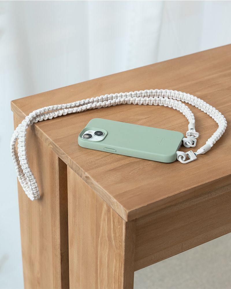 Crossbody Case Braided iPhone 14 Jade Green & White