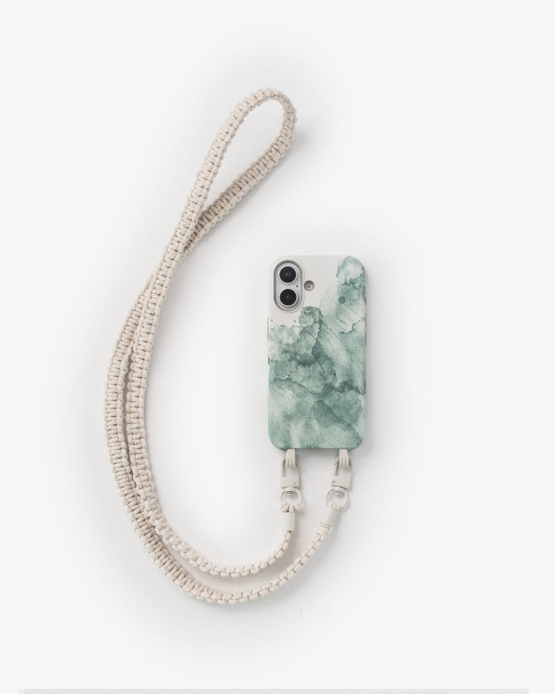 Crossbody Case Braided iPhone 16 Aqua & White