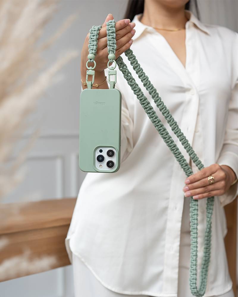 Handykette geflochten iPhone 16 Jade & Green