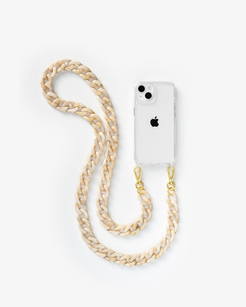 Crossbody Case with Chain iPhone 13/14 Clear/Beige