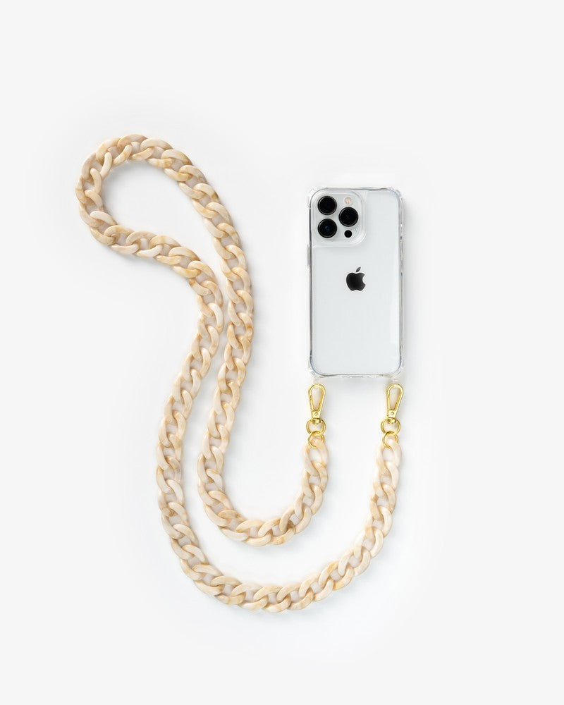 Phone Case with chain iPhone 14 Pro Clear/Beige