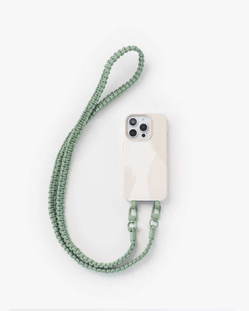 Crossbody Case Braided iPhone 16 Pro White & Green