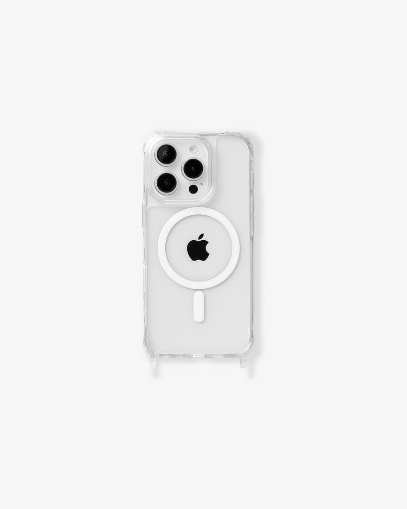 Coque avec cordon iPhone 15 Pro MagSafe transparent