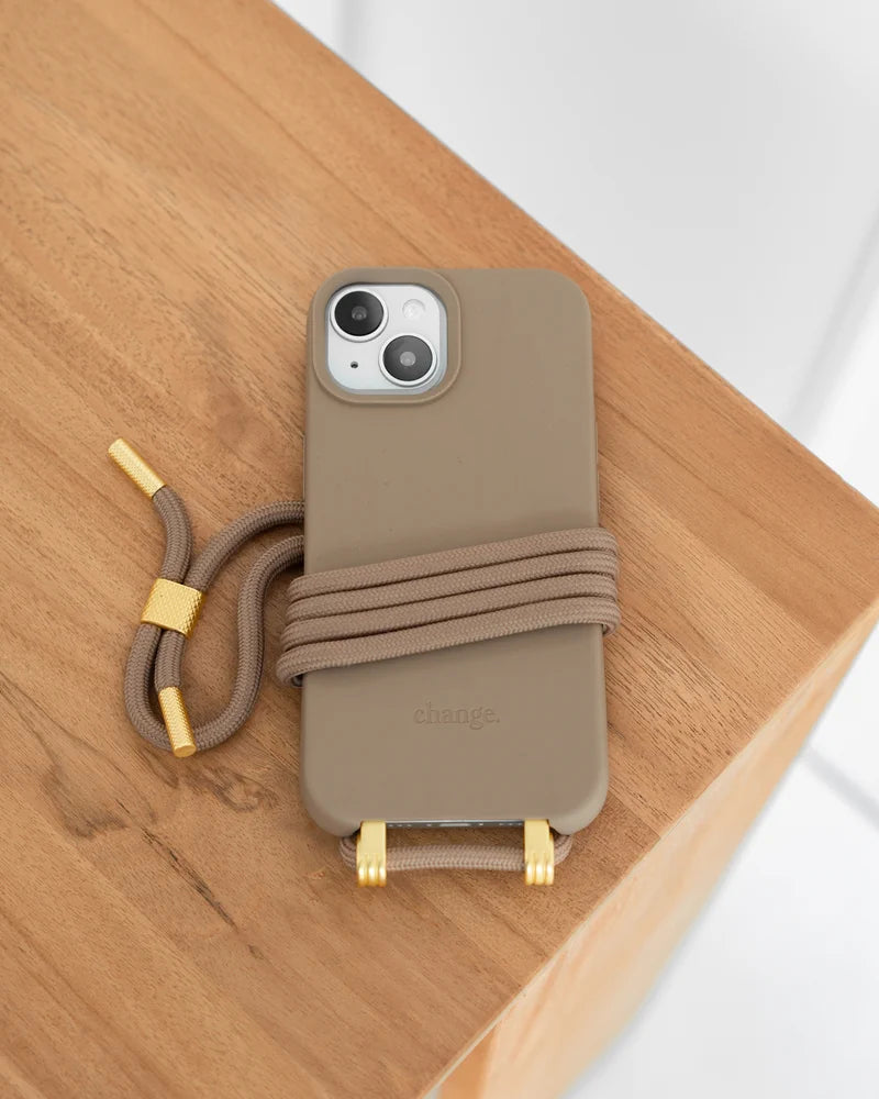 Crossbody Case iPhone 15 Pro Taupe Brown