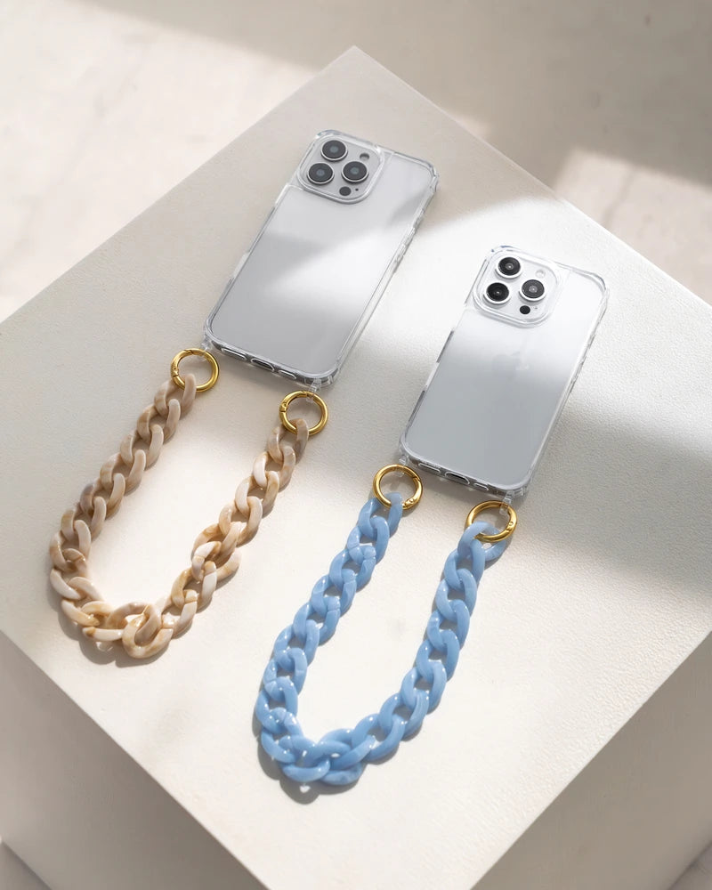 iPhone 17 Pro Hülle MagSafe mit kurzer Kette Clear/Beige