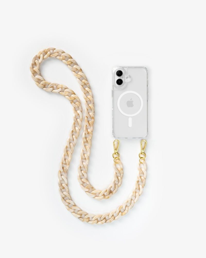 Crossbody Case with Chain Clear/Beige