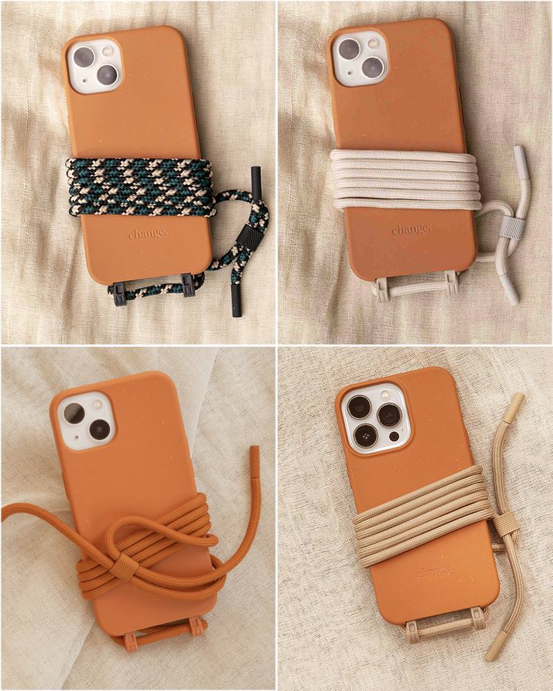 Coque avec cordon iPhone 13 Mini orange rouillé