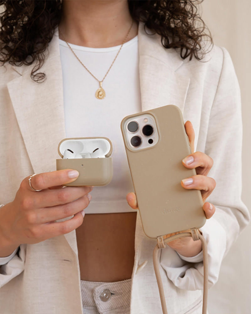 Coque avec cordon iPhone 13 Mini taupe