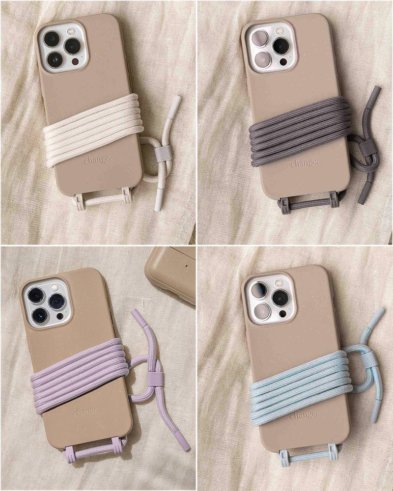 Coque avec cordon iPhone 13 Mini taupe